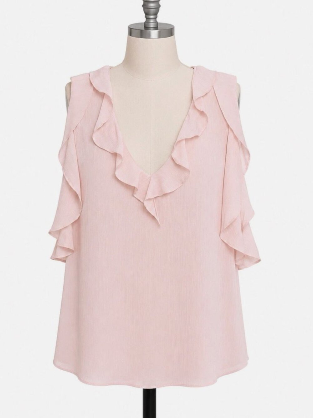 Alice + Olivia Blouse Womens Size Small Ruffle Pink Chiffon Top Shirt